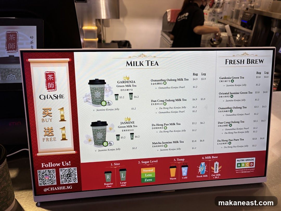Chashe Milk Tea Menu