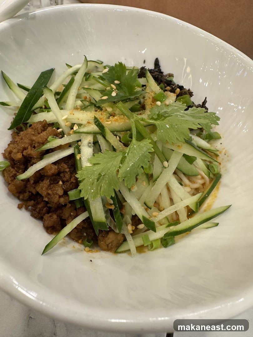 Noodle Dish with Cucumber and Ground Meat