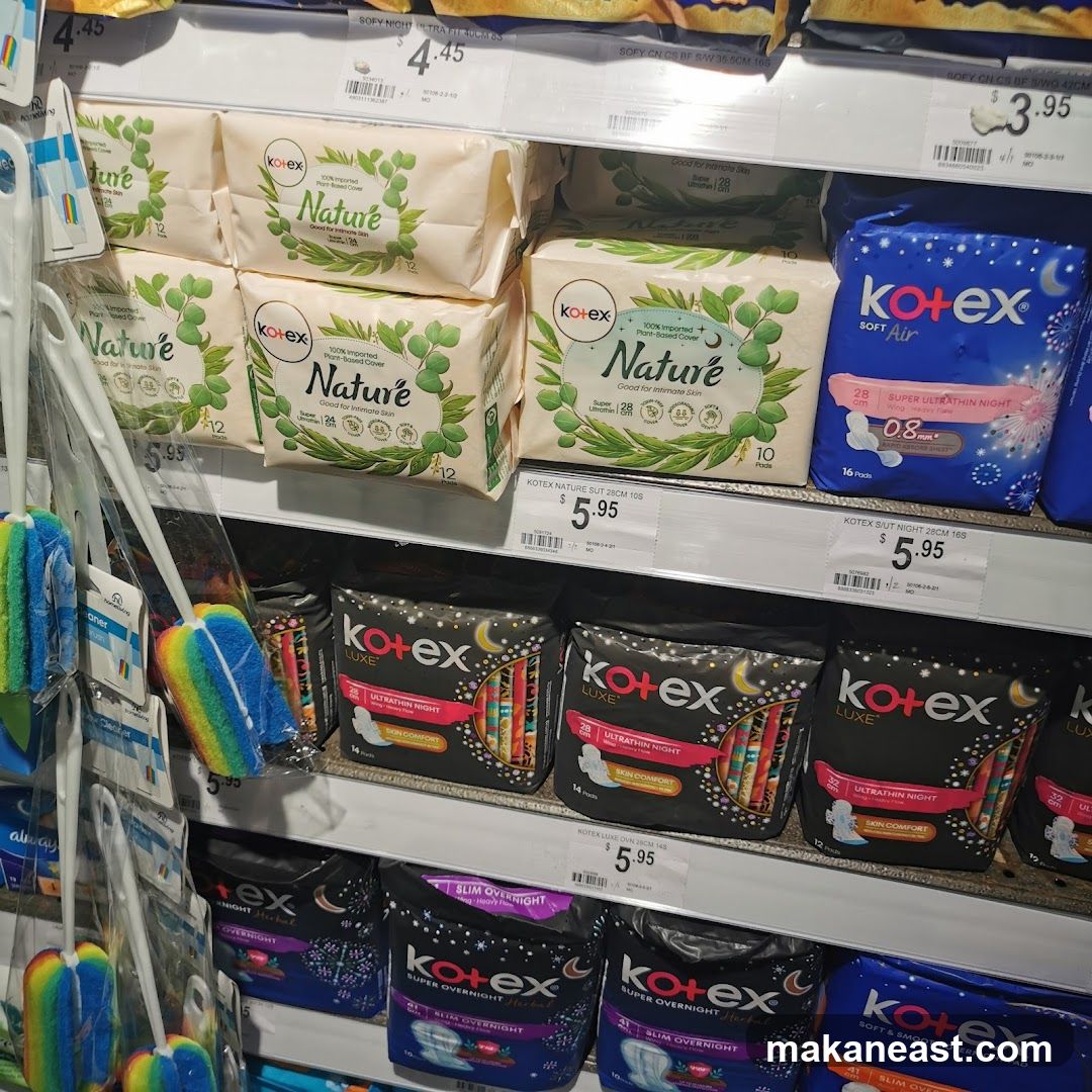 Feminine Hygiene Products on Shelf