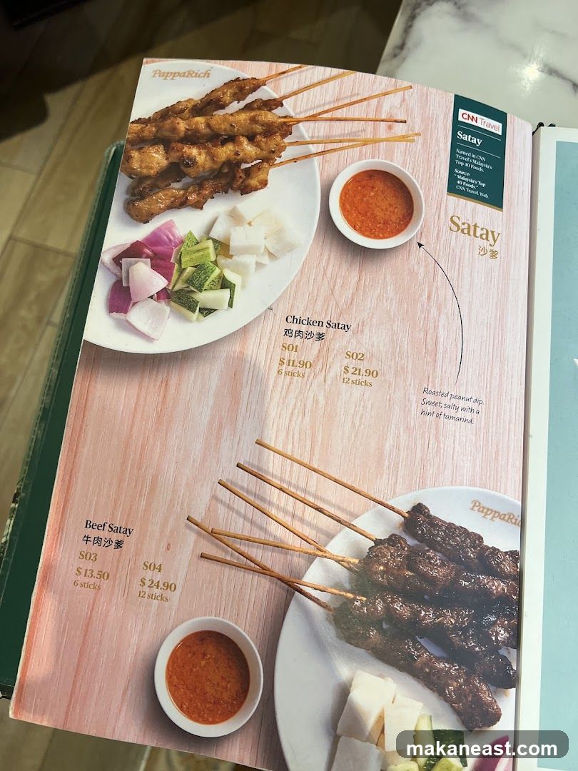 PappaRich Satay Menu