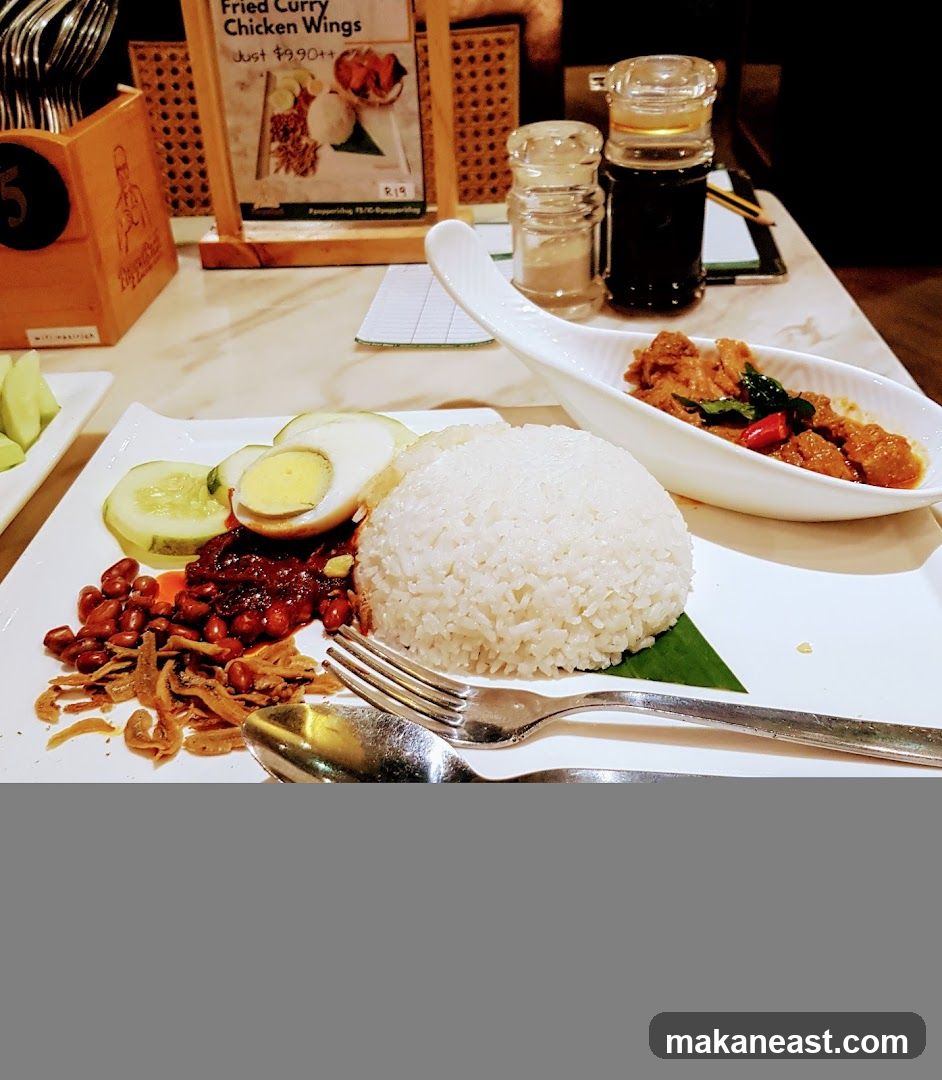 Nasi Lemak with Chicken Dish