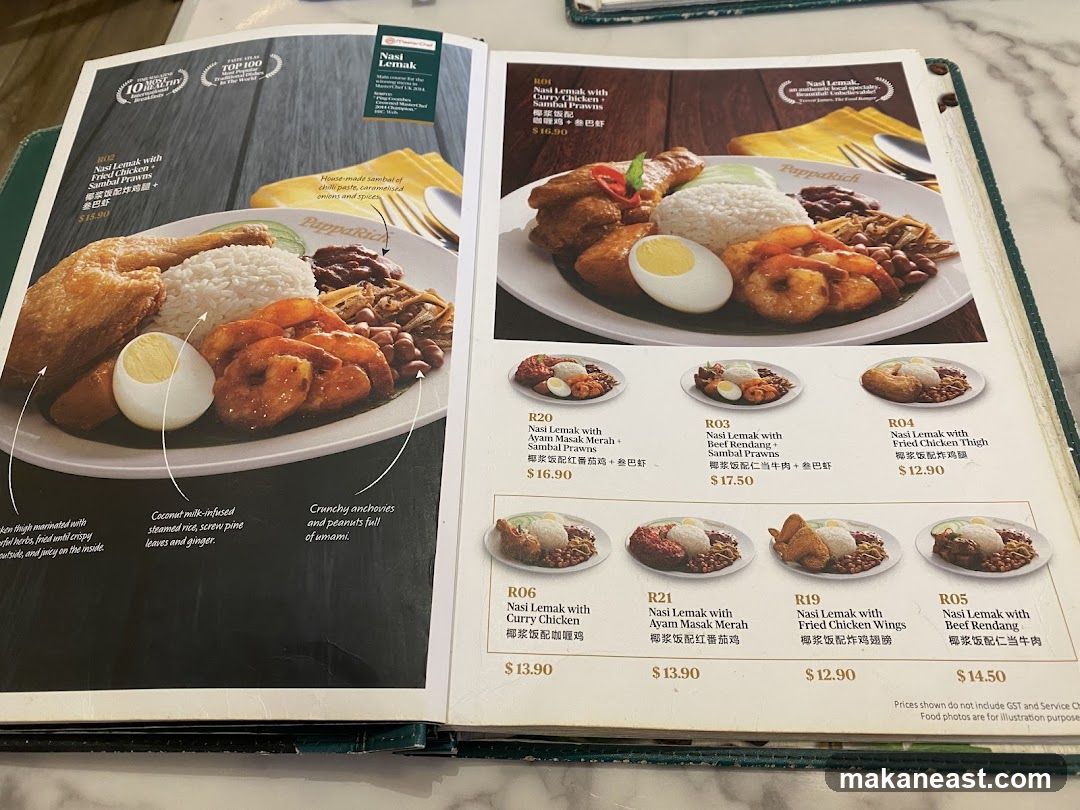 PappaRich Nasi Lemak Menu