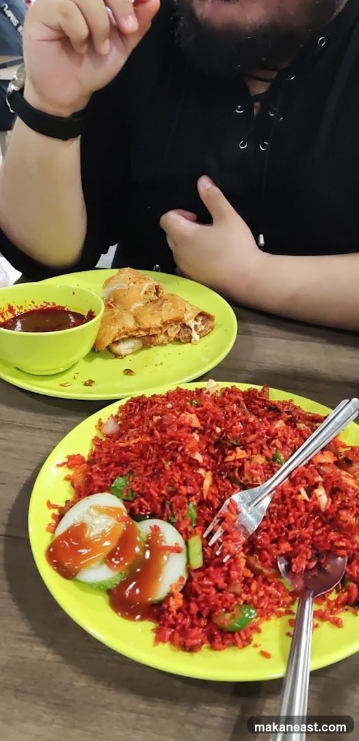 Red Fried Rice and Spring Rolls