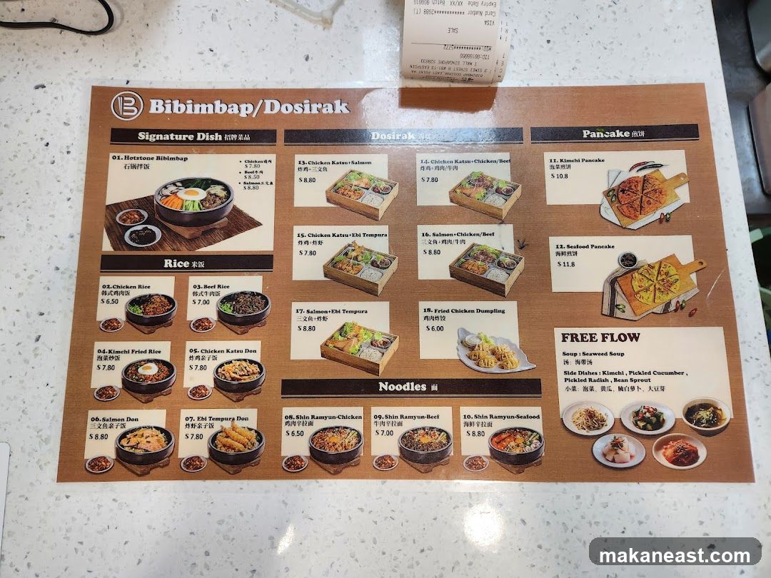 Bibimbap/Dosirak Menu