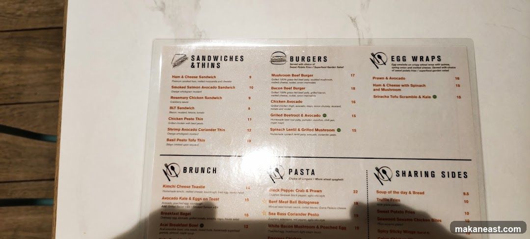 Sandwiches, Burgers, Egg Wraps, Brunch, Pasta, Sharing Sides