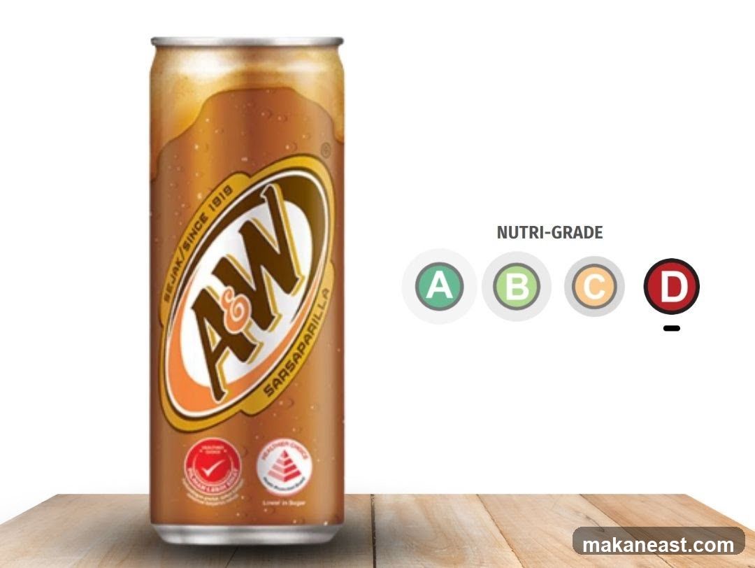 A&W Sarsaparilla Can with Nutri-Grade Rating