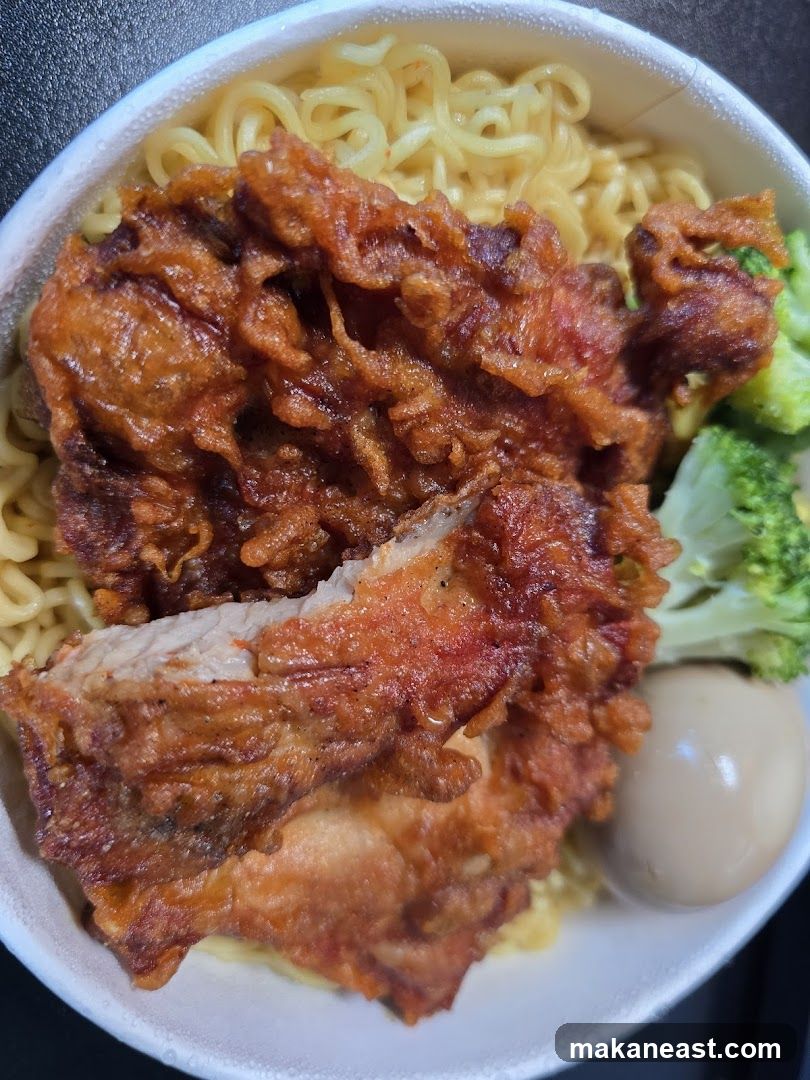 Fried Chicken with Noodles and Egg