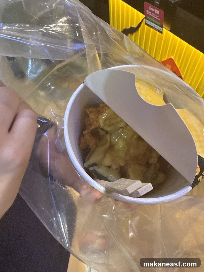 Food in a cup with a plastic bag