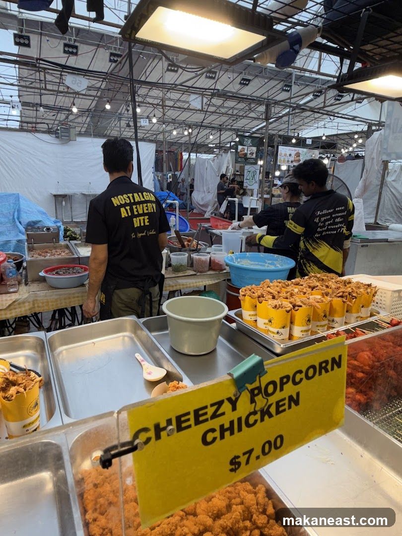 Food stall with popcorn chicken