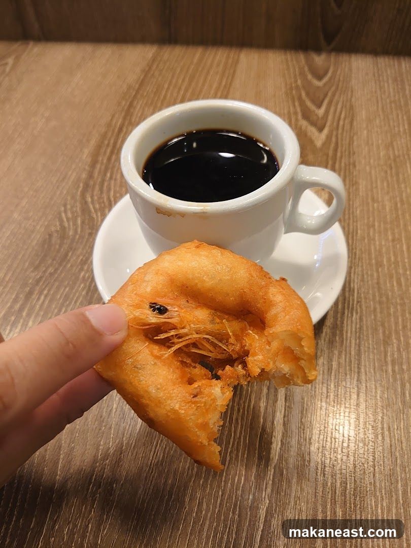 Coffee and Fried Shrimp Snack