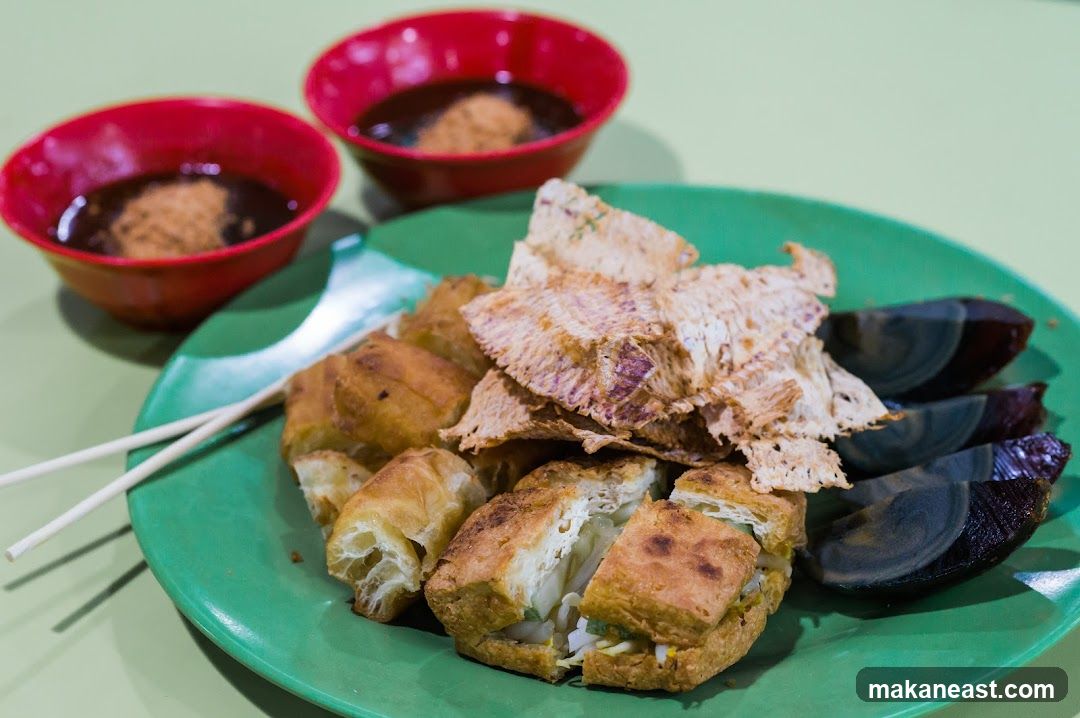 Fried Tofu with Century Eggs and Crispy Snacks