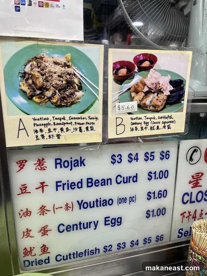 Food stall menu with photos