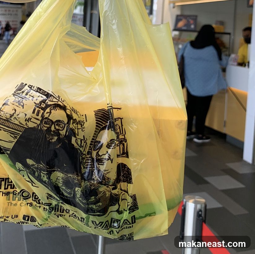 Yellow plastic bag with food