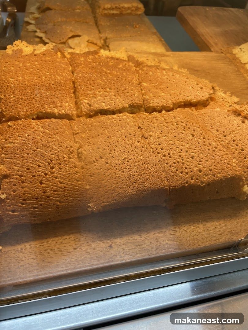 Pancakes in a display case