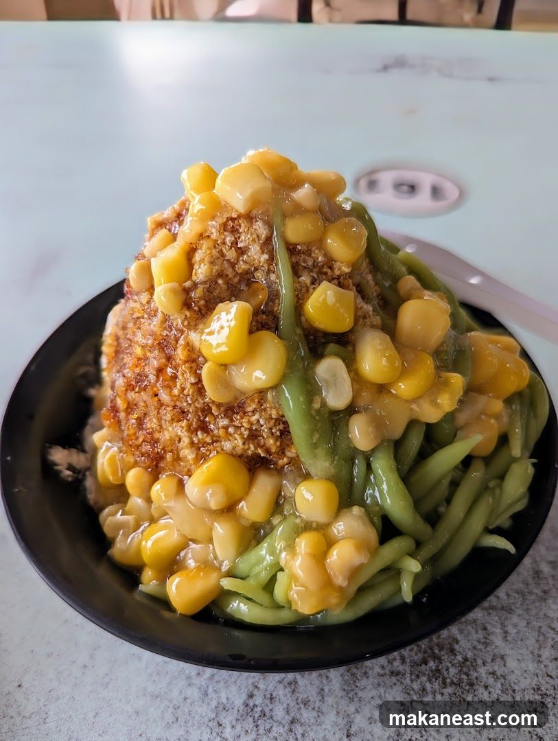 Shaved Ice Dessert with Corn and Chendol