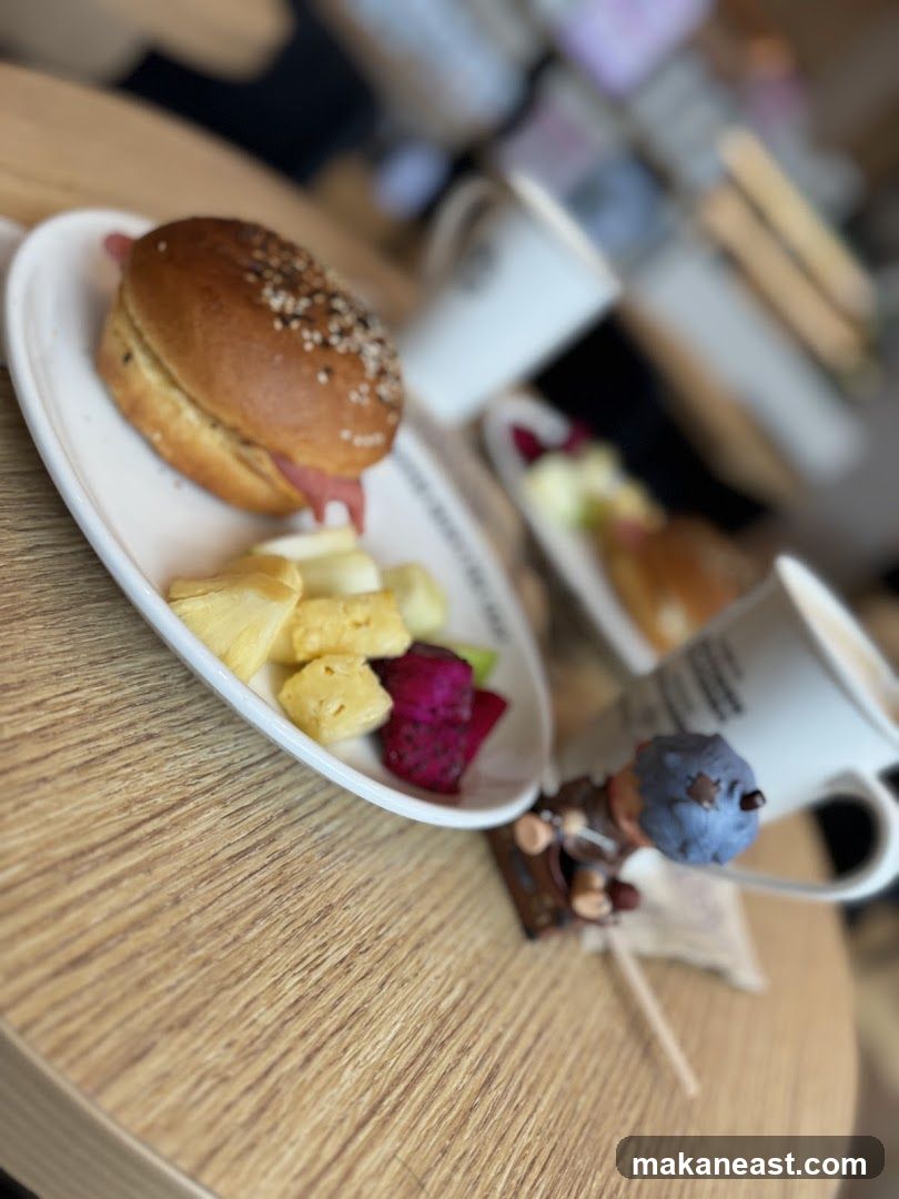Breakfast Platter with Fruit and Coffee