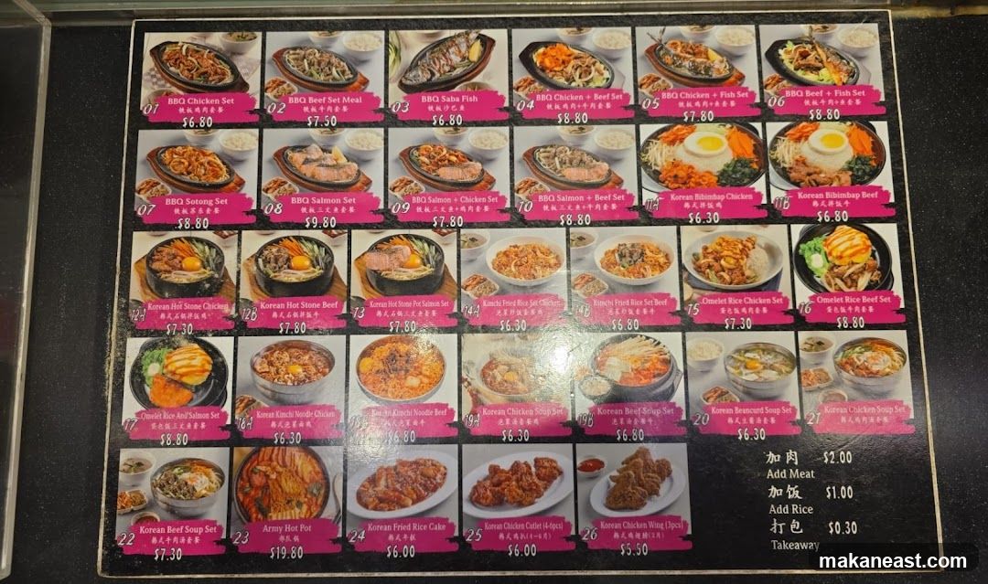 Korean Food Menu