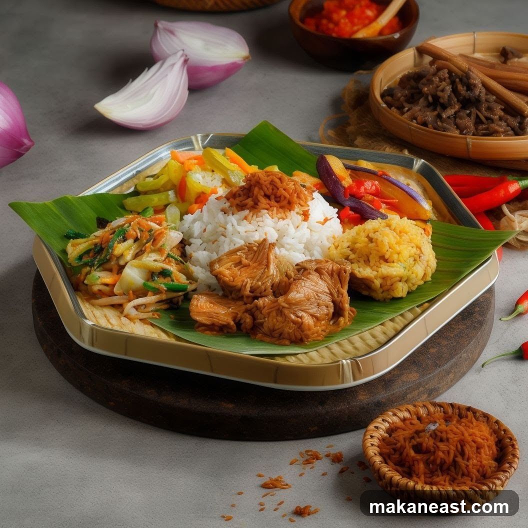 Nasi Lemak with various side dishes