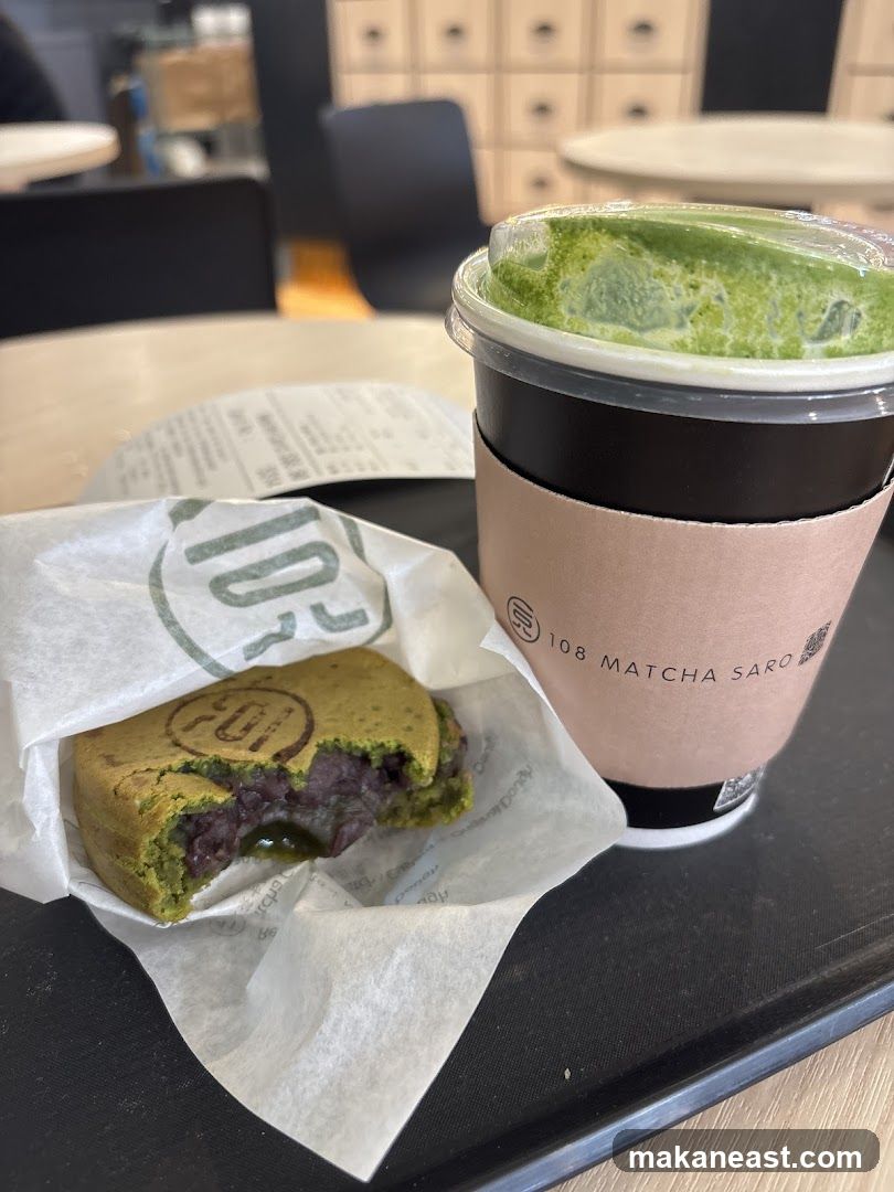 Matcha drink and pastry