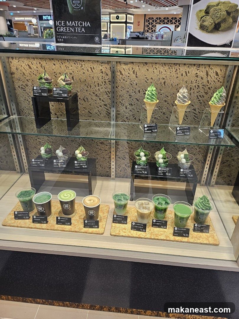 Matcha Desserts and Drinks Display