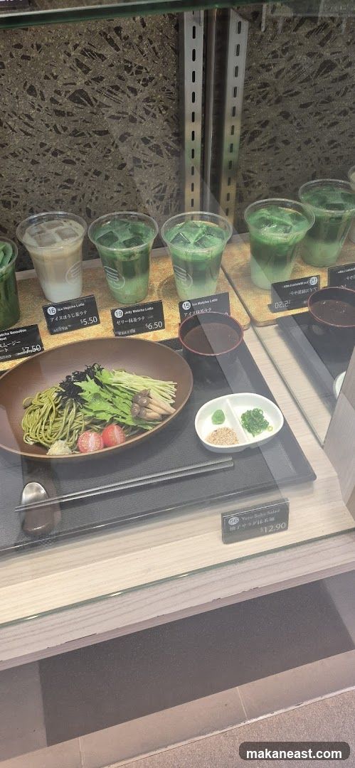 Matcha Drinks and Soba Salad Display