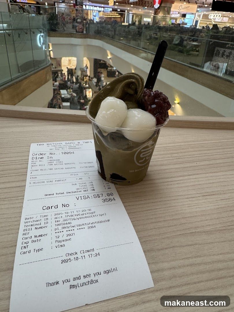 Matcha Parfait and Receipt