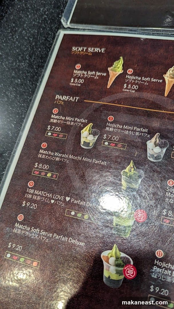 Soft Serve and Parfait Menu