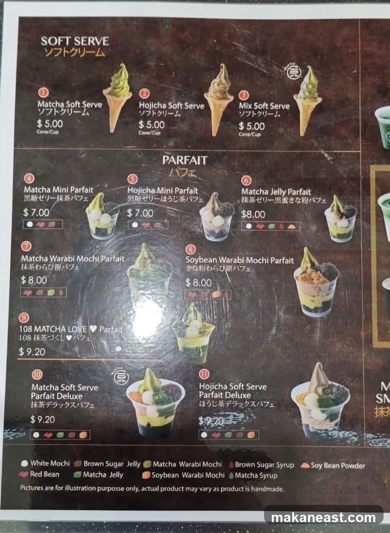 Soft Serve and Parfait Menu