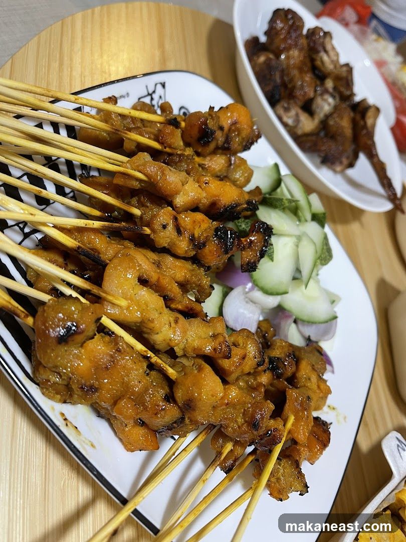 Chicken Satay with Cucumber and Onion