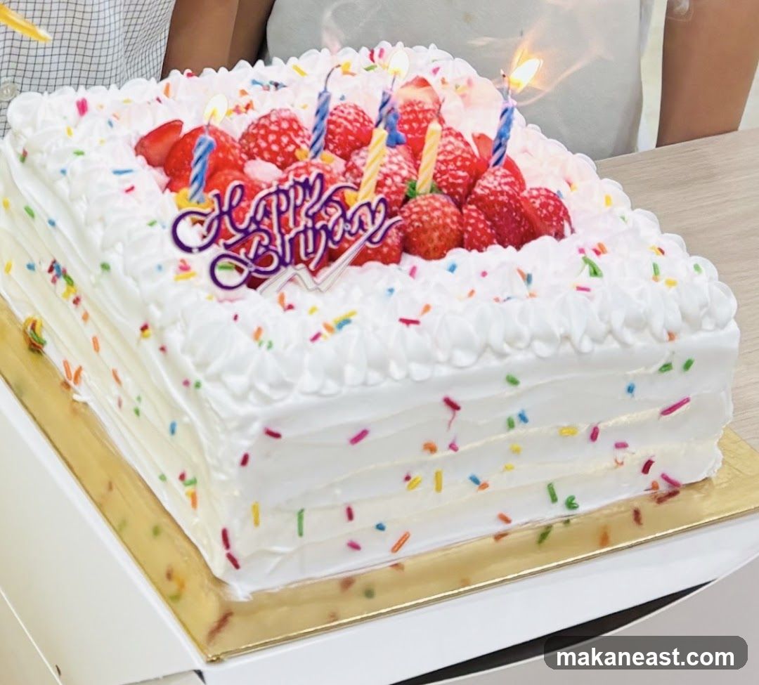 Birthday Cake with Strawberries and Candles