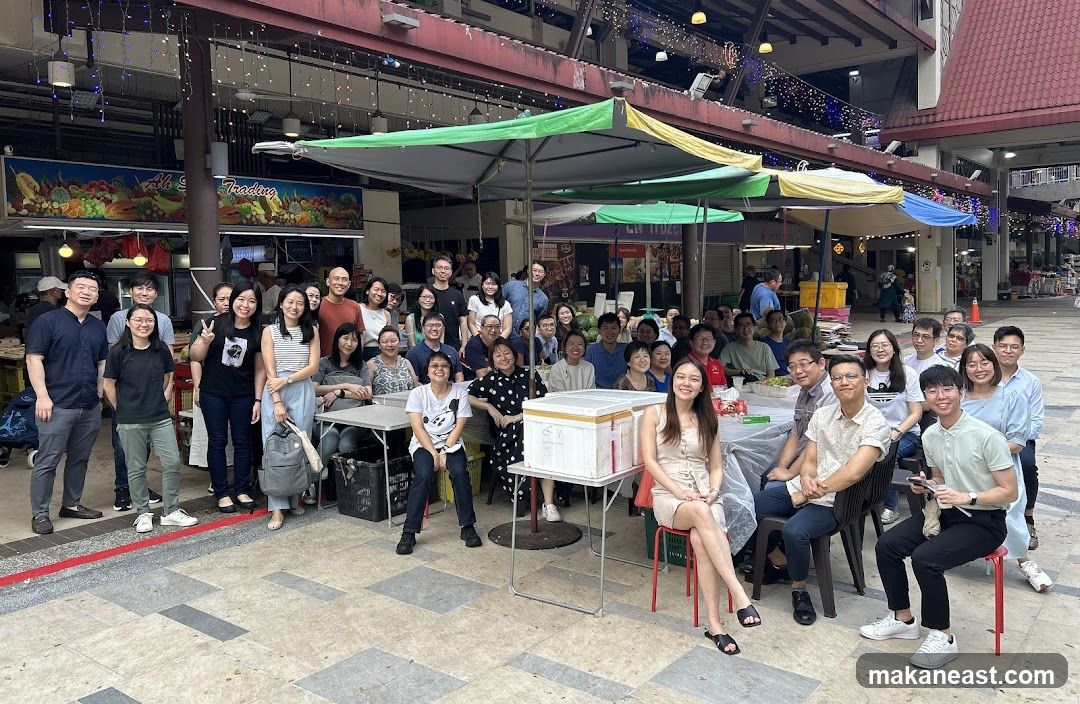 Group photo at outdoor market