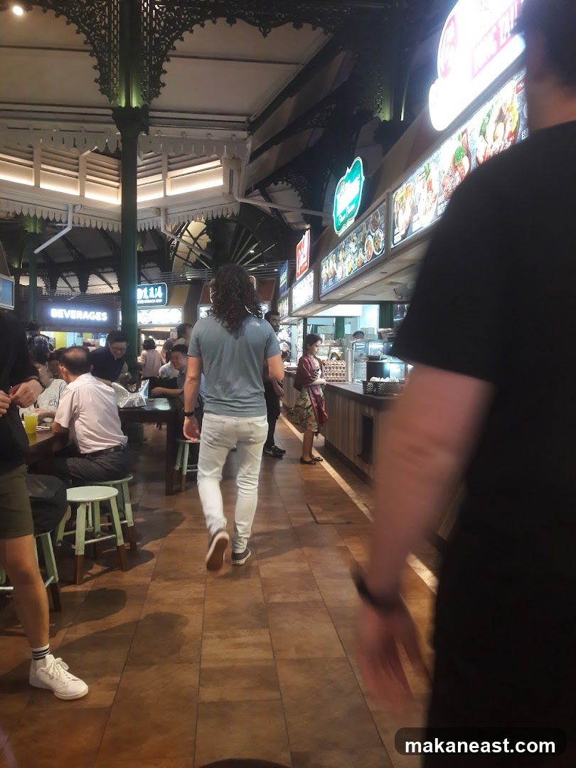 Food stalls with illuminated menus