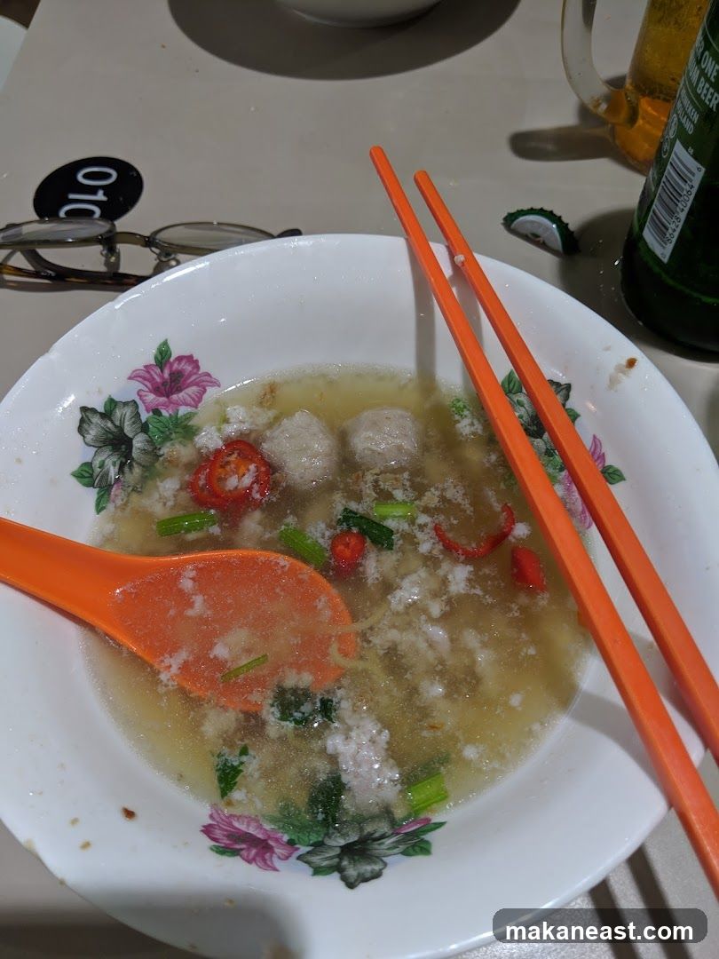 Bowl of Noodles with Meatballs and Chili