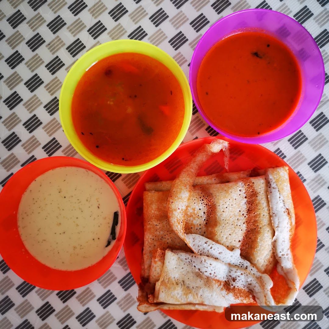 Dosa with Sambar and Chutney