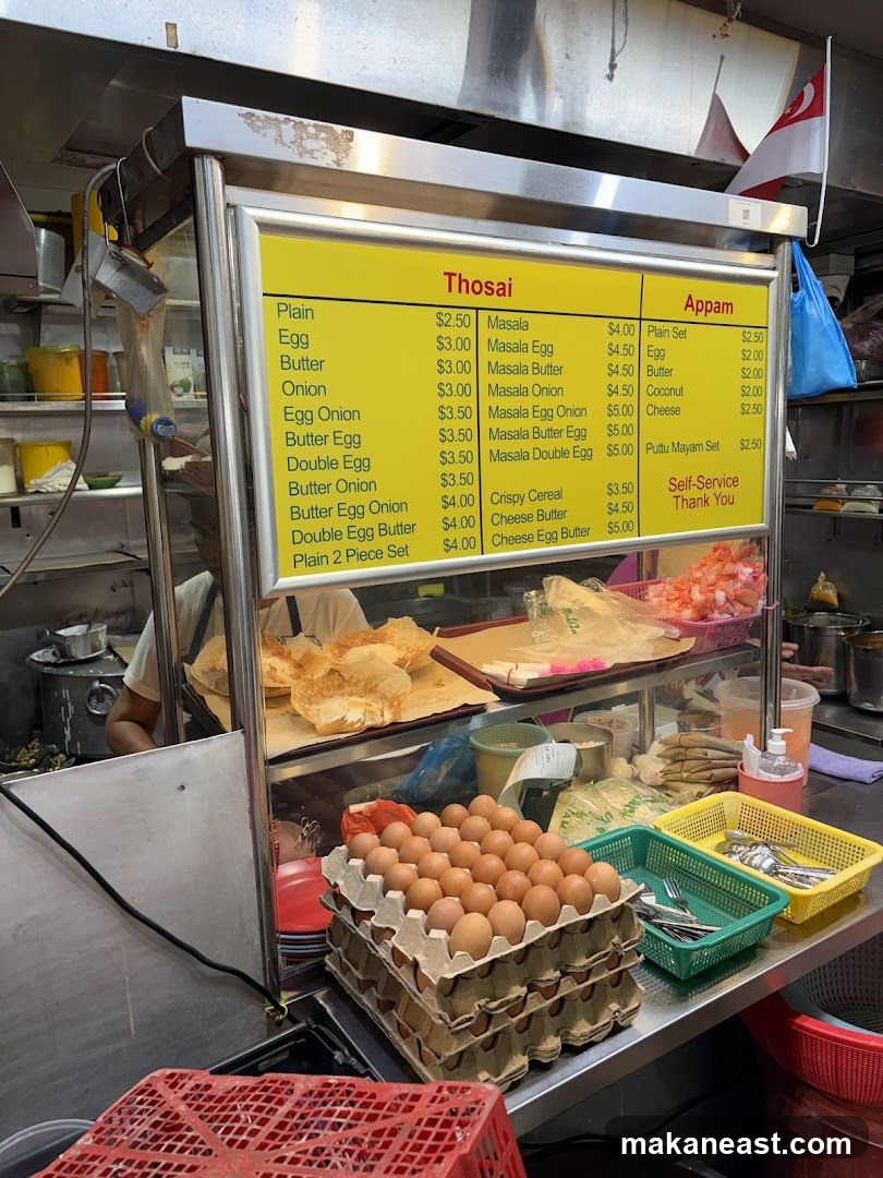 Thosai and Appam Menu
