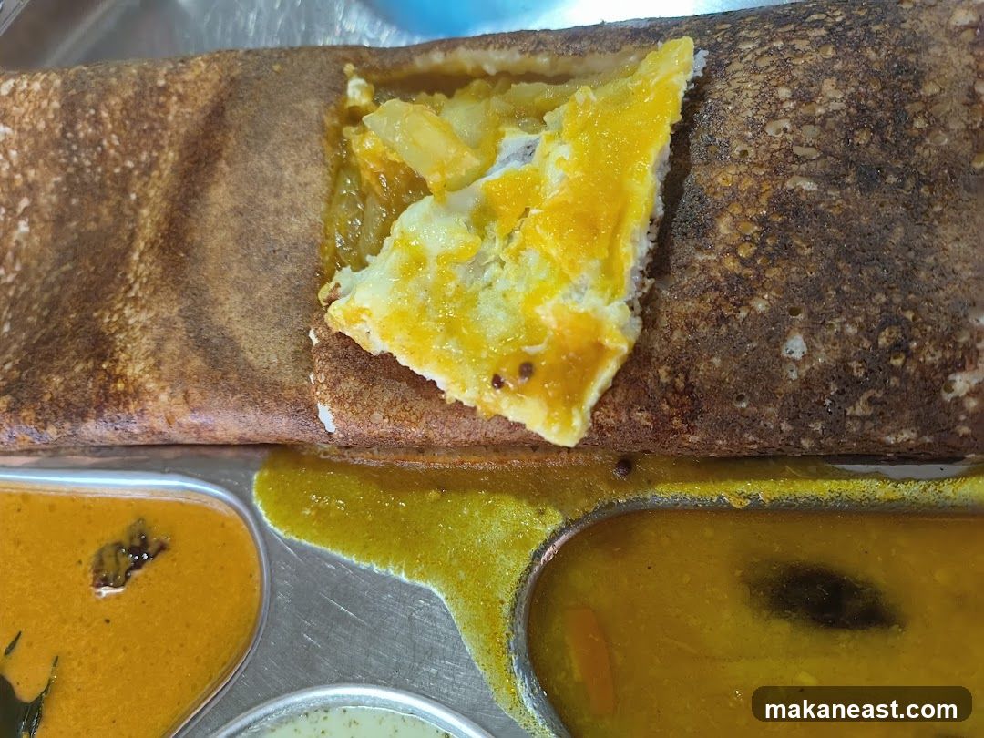 Masala Dosa with Sambar and Chutney