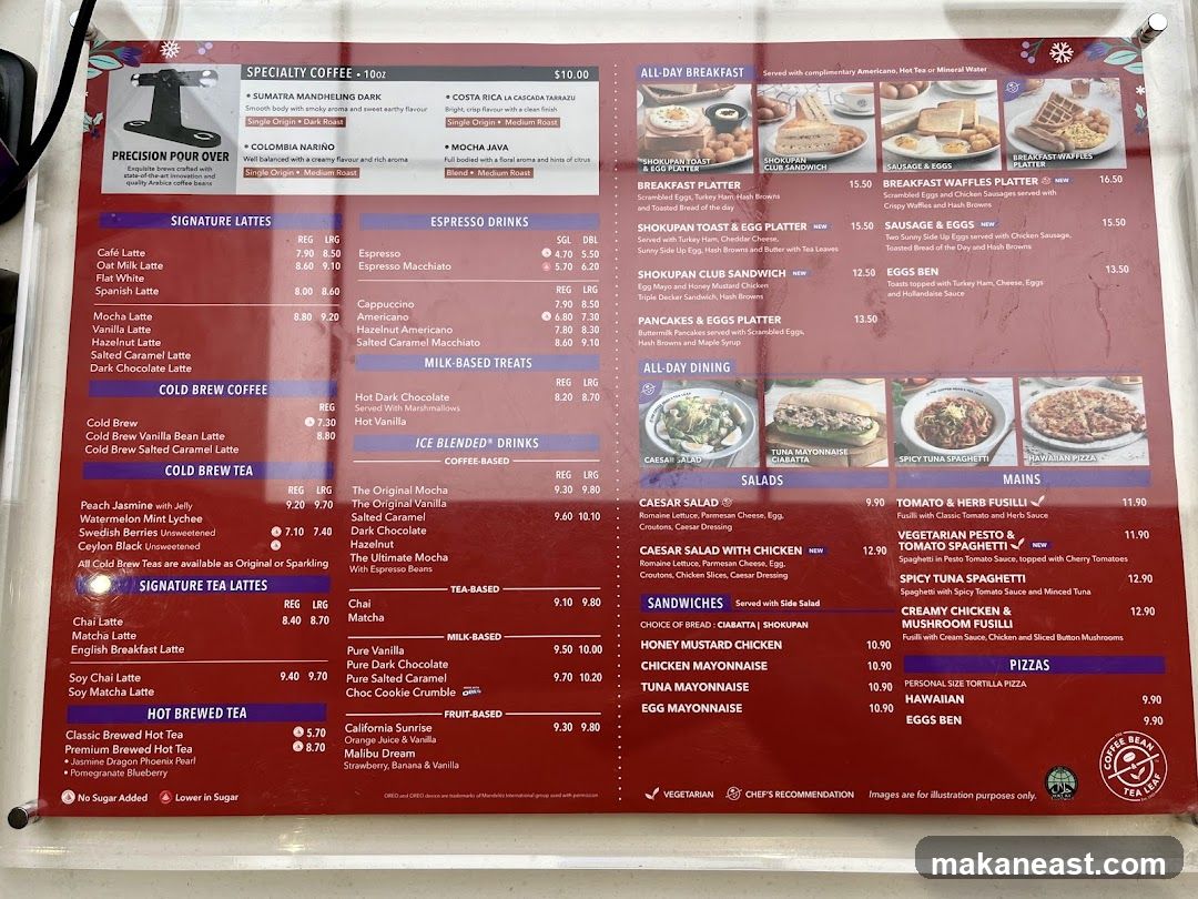 Coffee Bean & Tea Leaf Menu