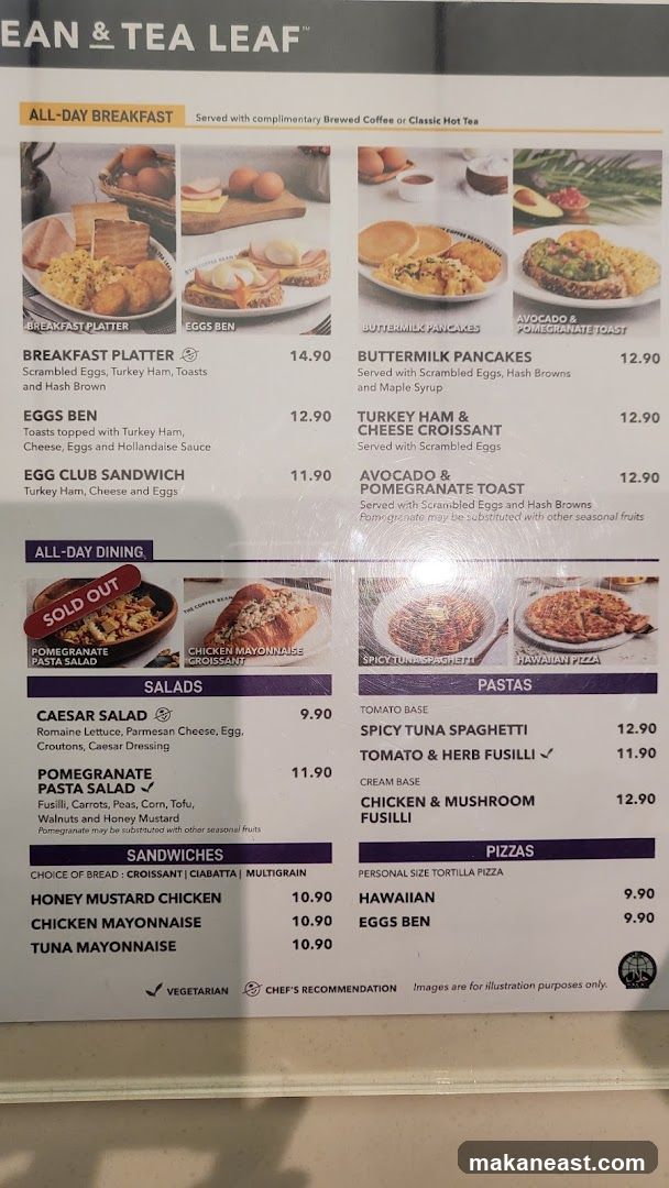 The Coffee Bean & Tea Leaf Menu
