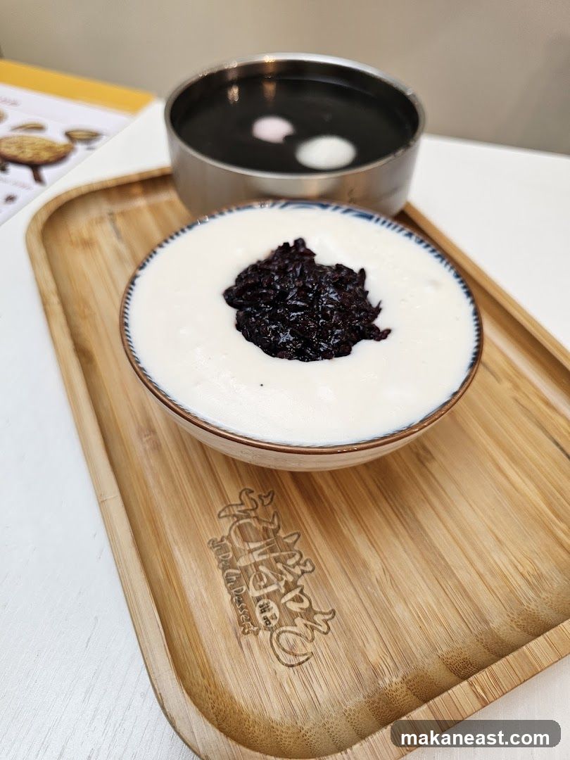 Dessert with Black Rice and White Cream