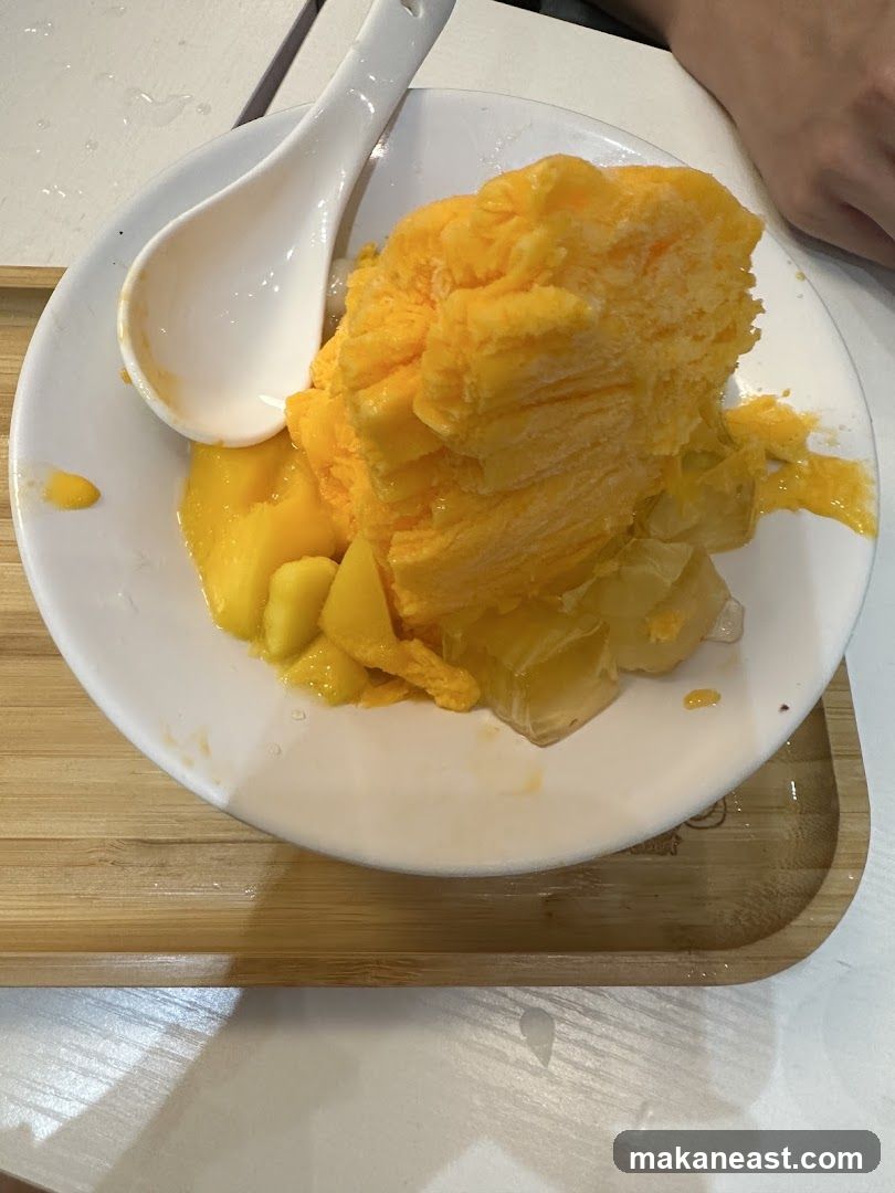 Mango shaved ice dessert