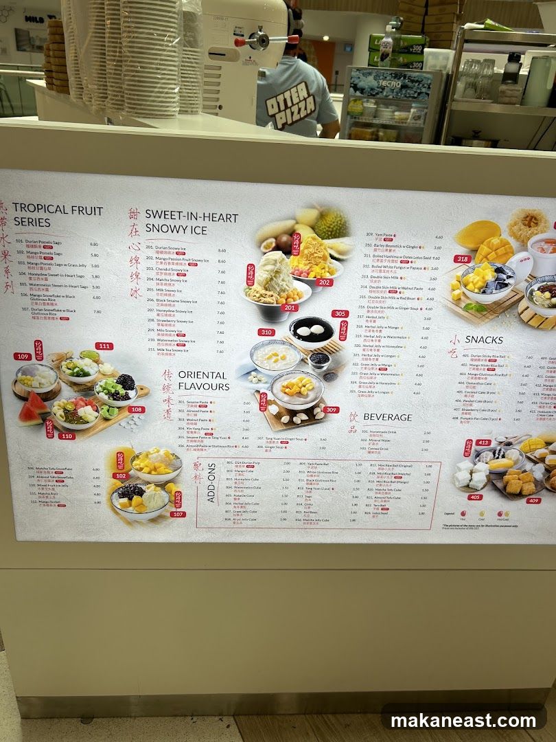 Sweet-in-Heart Snowy Ice Menu