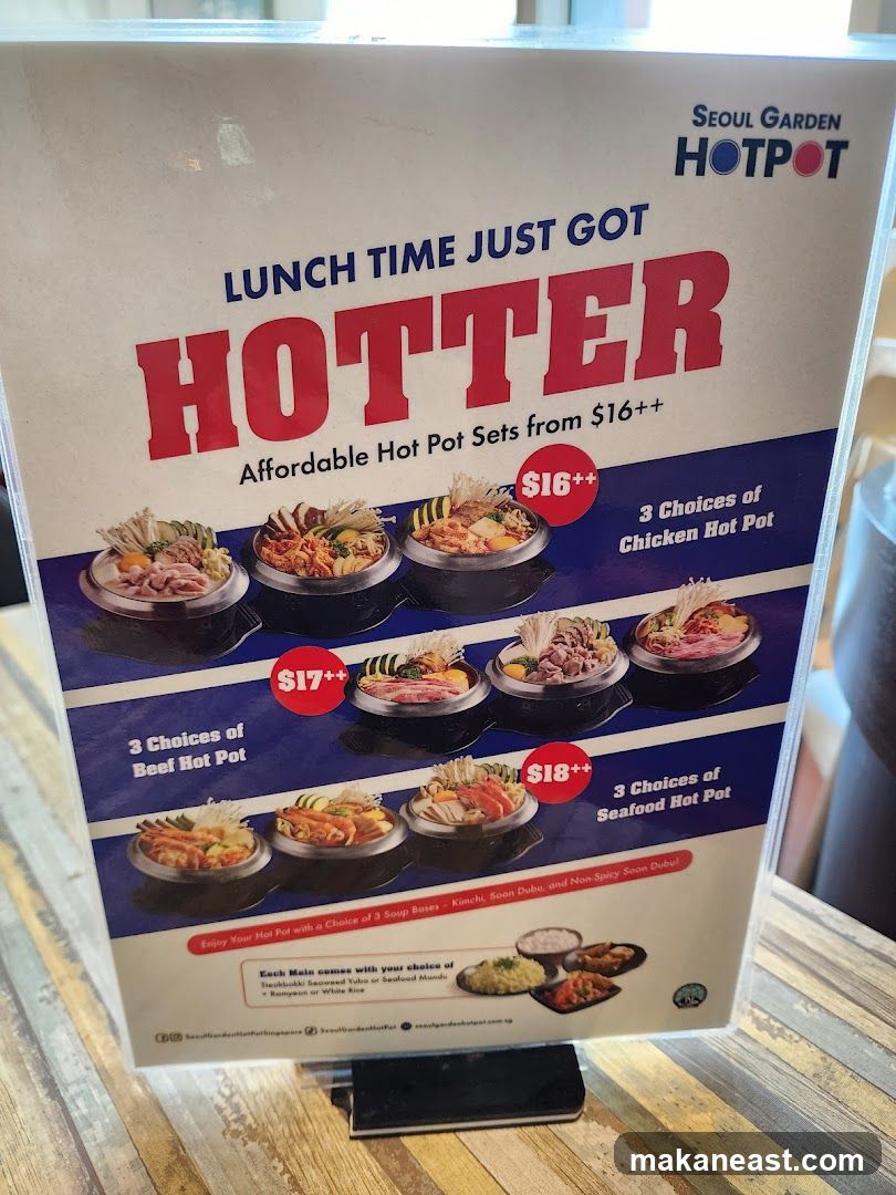 Seoul Garden Hotpot Lunch Sets