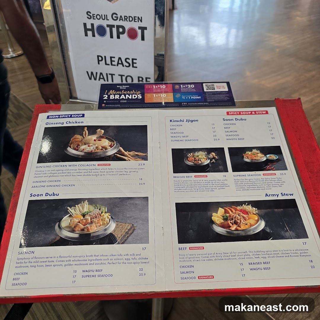 Seoul Garden Hotpot Menu