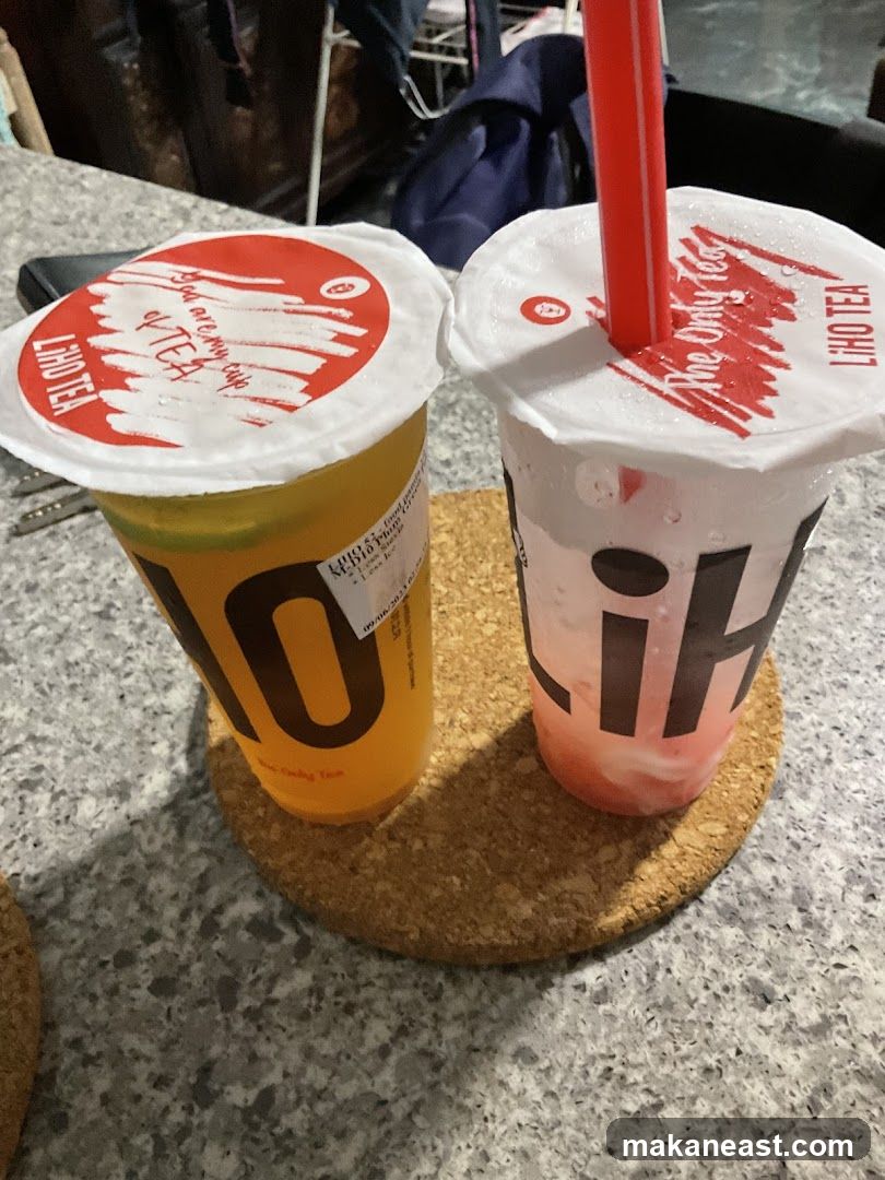 Two bubble tea drinks