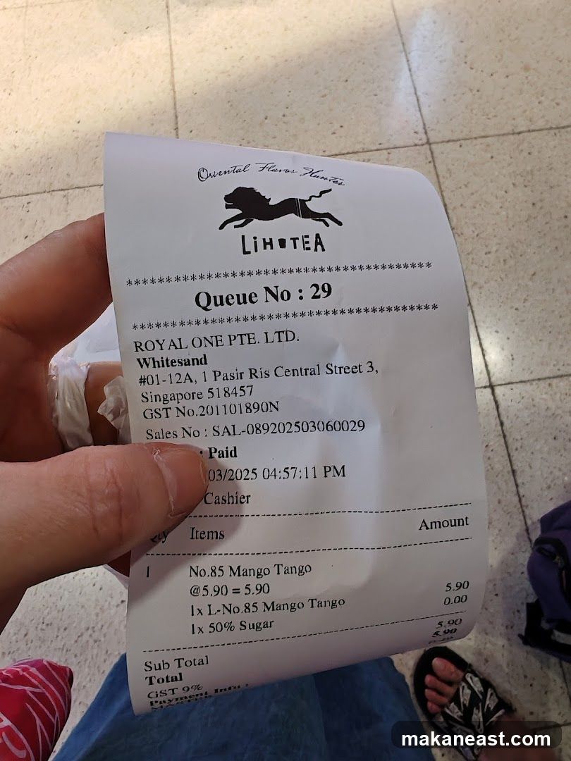 Receipt from LiH TEA