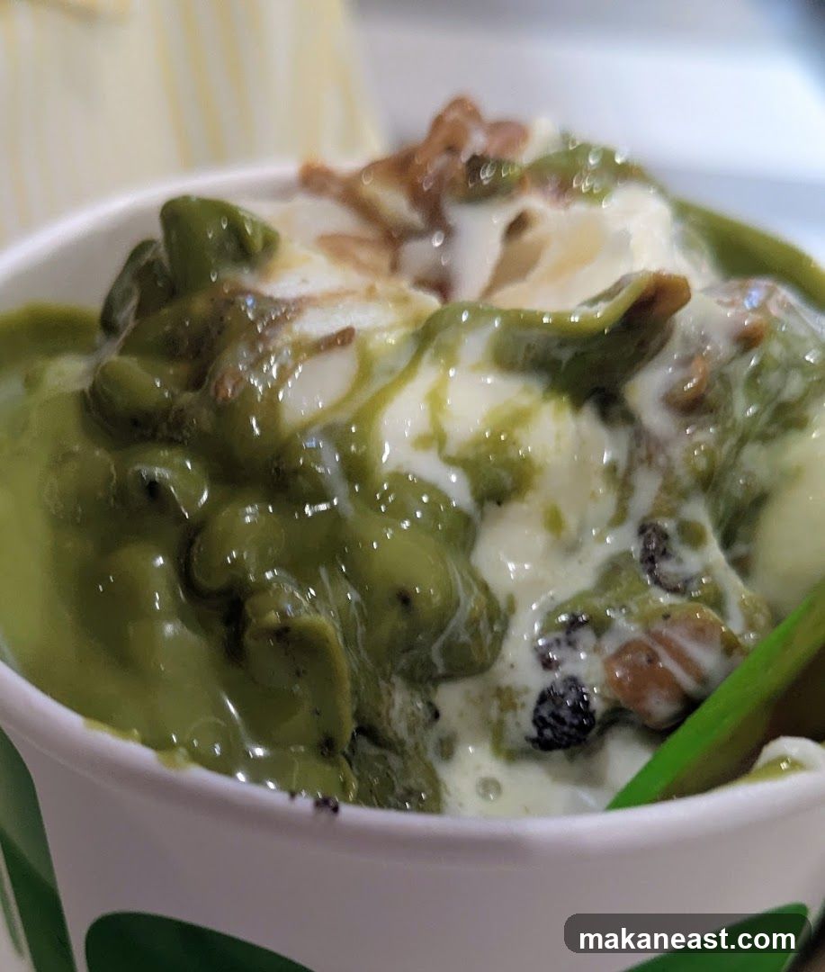 Matcha Ice Cream with Toppings