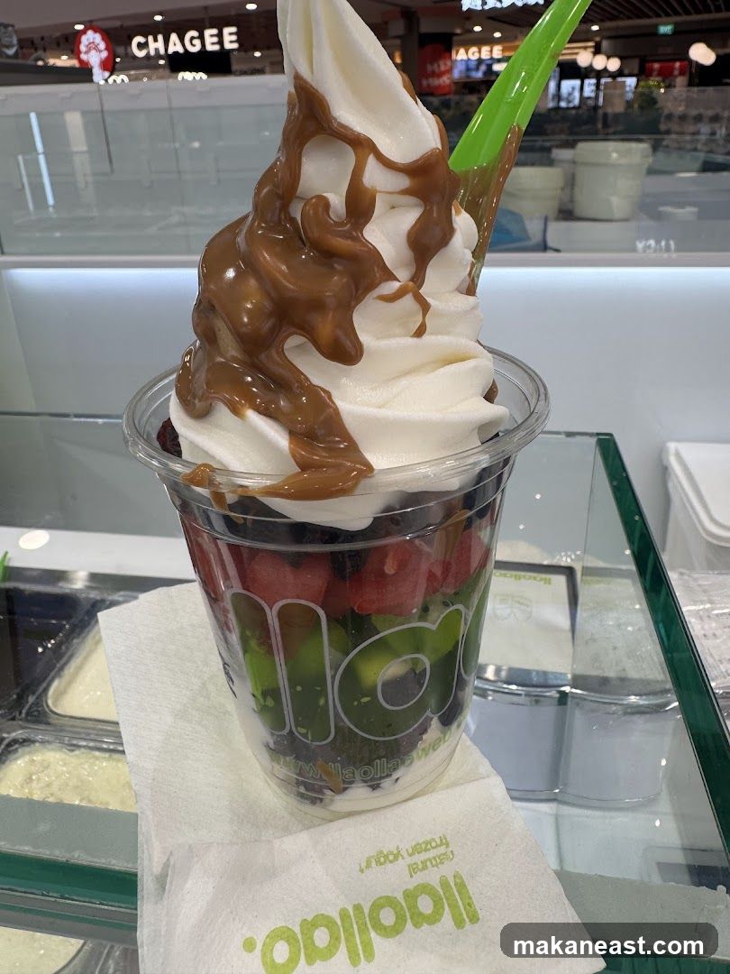Frozen Yogurt with Fruit and Caramel