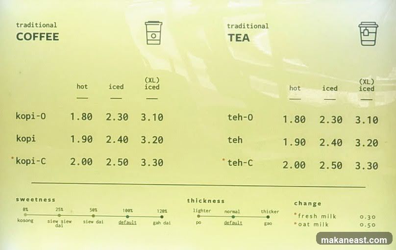 Traditional Coffee and Tea Menu