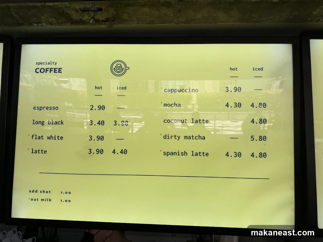 Specialty Coffee Menu