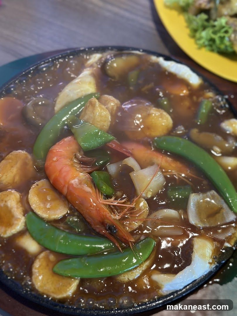 Sizzling Seafood and Tofu Dish